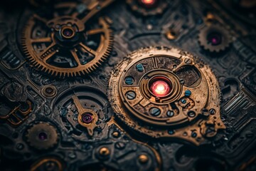 Intricate gears and mechanisms showcase a mesmerizing steampunk aesthetic with glowing features