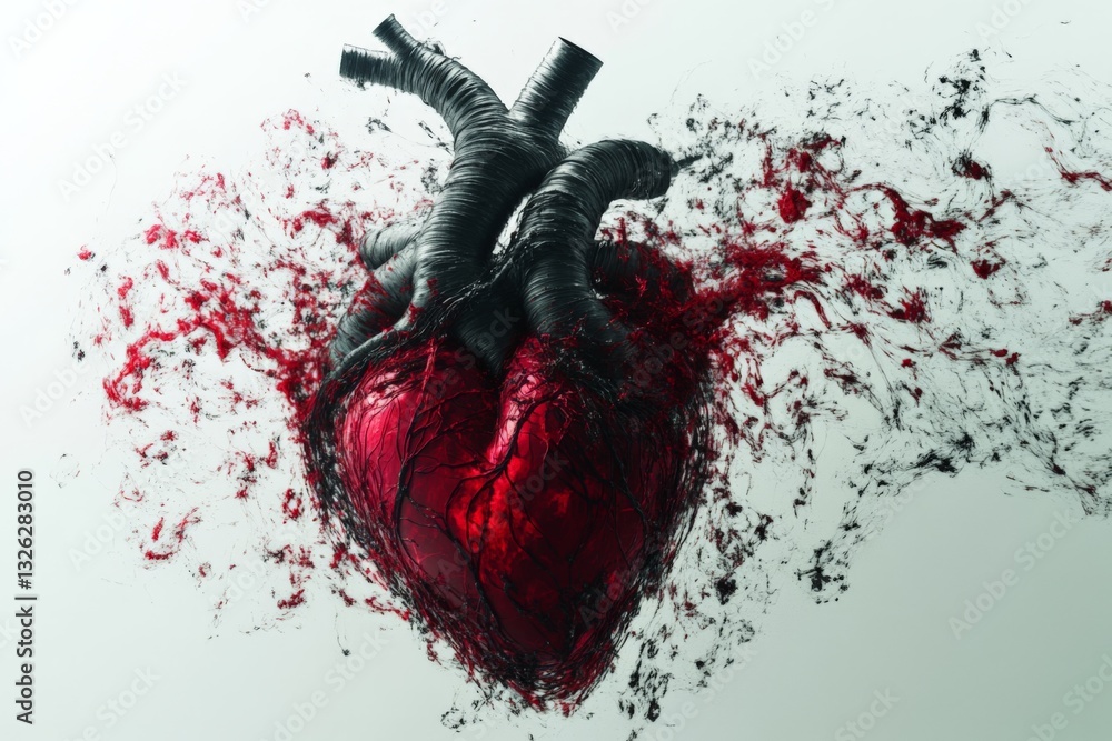 Poster Heart bursting with emotion highlighted through creative abstract design and splash effects in a vivid color palette