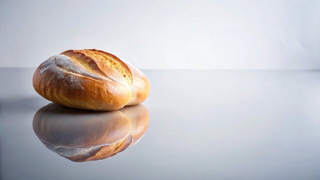 Orthodox Bread Flat Lay: Delicious Homemade Loaf with Glass Reflections on White Background