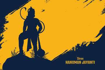 Obraz premium Illustration of a silhouette of lord hanuman for hanuman jayanti background