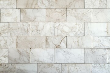 White marble tiled wall with subtle veining pattern. AI generative