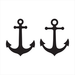 Anchor Isolated on Sea Symbol Icon Silhouette Vector white background