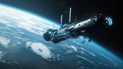 Obraz premium Space Futuristic Image Moment Text Station Orbiting