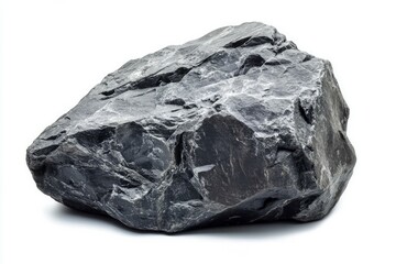 Large dark rock on white background texture and form. AI generative