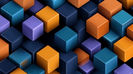 Obraz premium Abstract 3D Render: Colorful Cubes in Dynamic Arrangement AI Generated