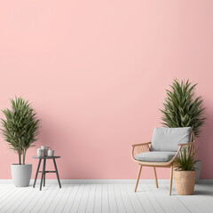modern interior design with pink wall