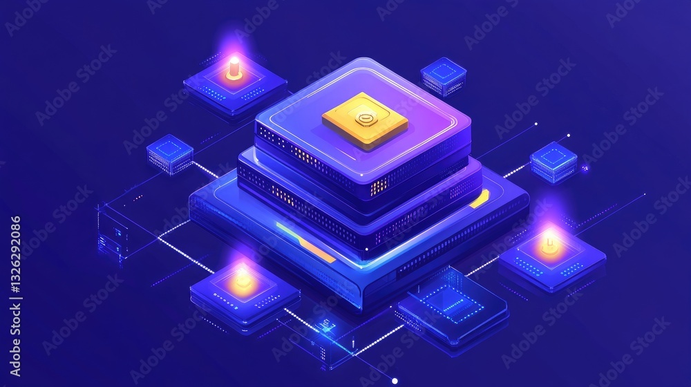Aufkleber a conceptual illustration of blockchain technology in digital business, featuring encrypted data cha