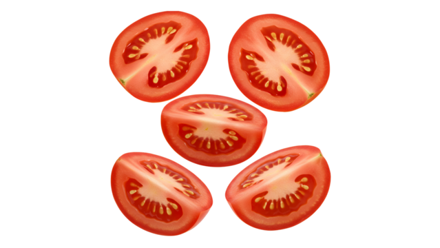Sliced tomato isolated on a transparent background Generative Ai.
