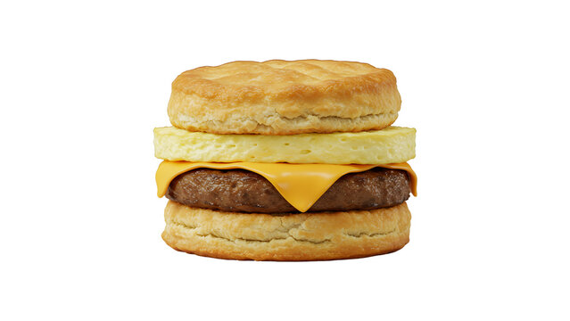 Sausage biscuit sandwich isolated on transparent background. generative ai
