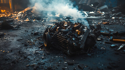 Obraz premium There is smoke coming from the car engine