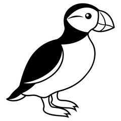 One-Line Puffin Vector Illustration