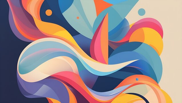 Colorful Abstract Composition with Fluid Geometry