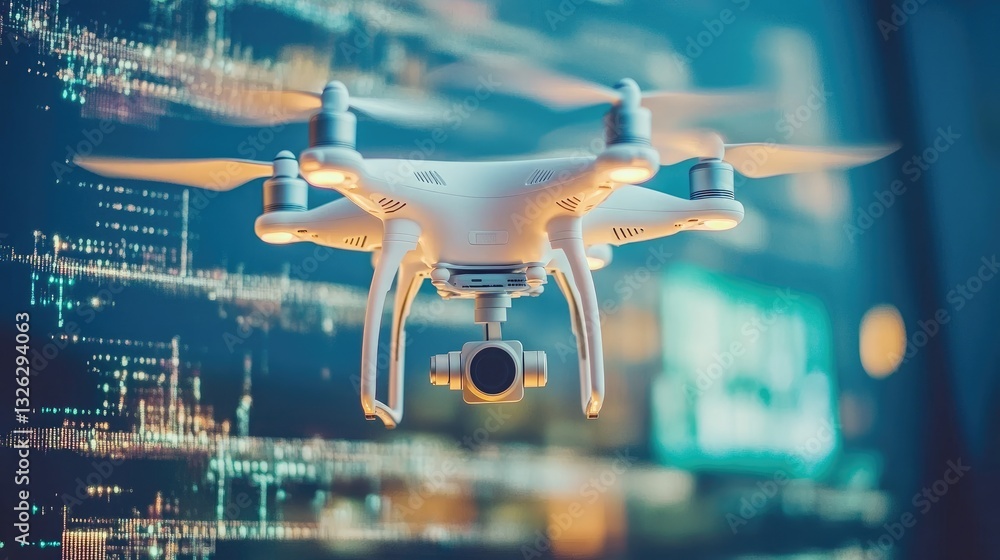 Poster a drone delivering a digital business contract through a secure blockchain-based smart contract syst