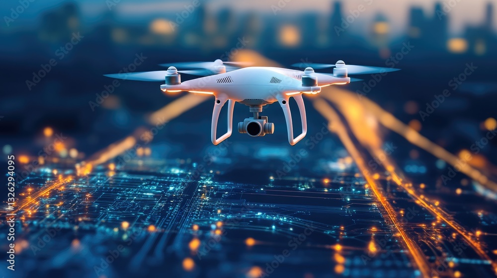 Poster a drone delivering a digital business contract through a secure blockchain-based smart contract syst
