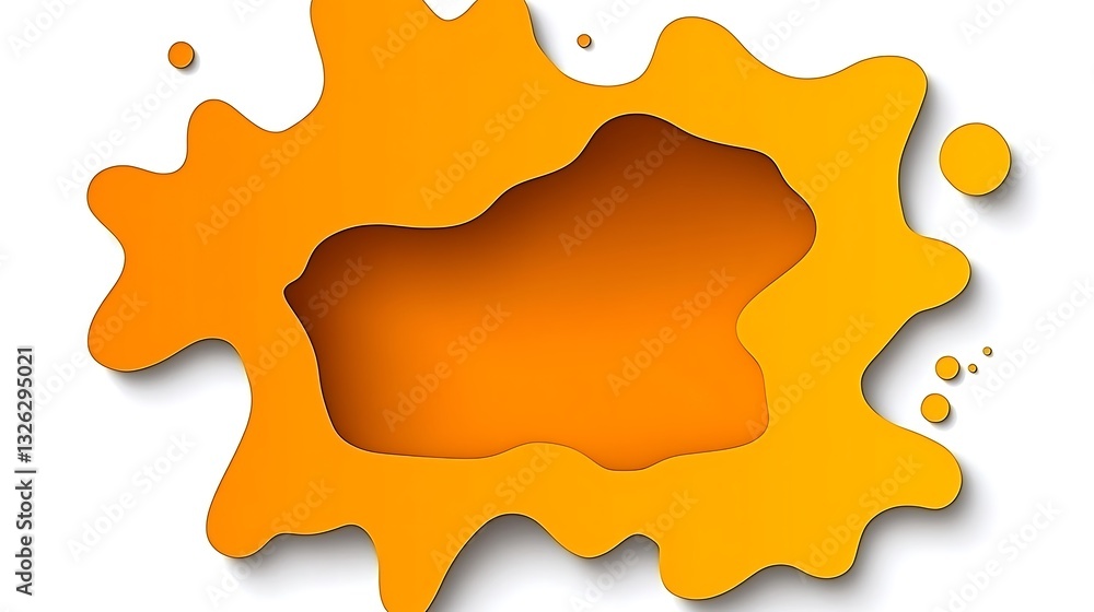 Poster abstract orange blot with three-dimensional effect in a stylish design