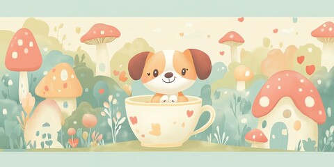 A Cute Puppy Sits Comfortably Inside a Teacup