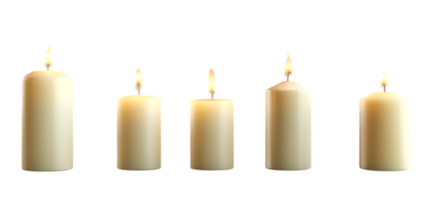 Pack of Candle Set Against Transparent Background for Spa Branding, Home Decor, or Relaxation Themes