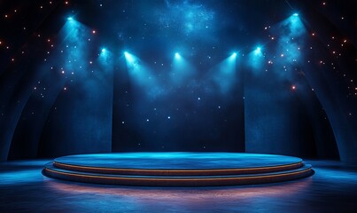 an empty stage with spotlights.