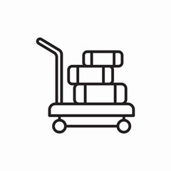 Luggage cart travel icon vector sign