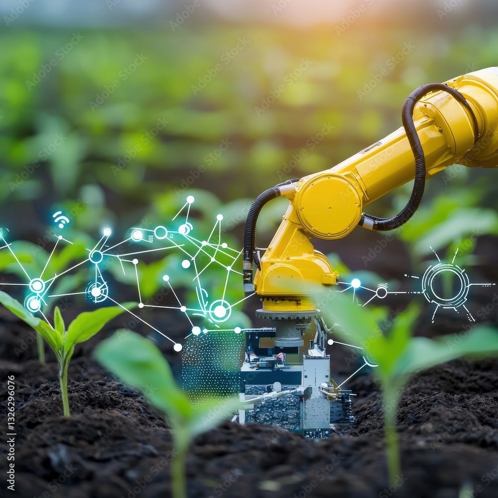 Poster a farm using smart technology with automated machinery