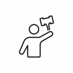 man auction hammer bid icon vector sign