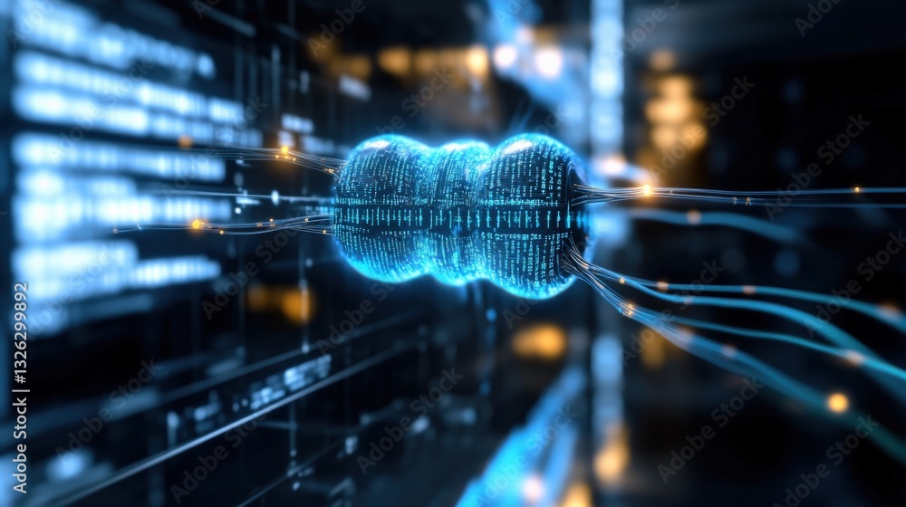 Poster digital data representation virtual environment infographic visualization cyber space abstract conce