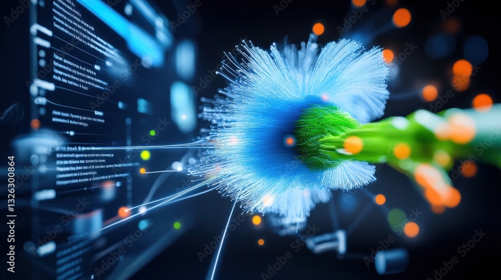 Poster innovative technology action digital world graphic visualization virtual environment close-up view c