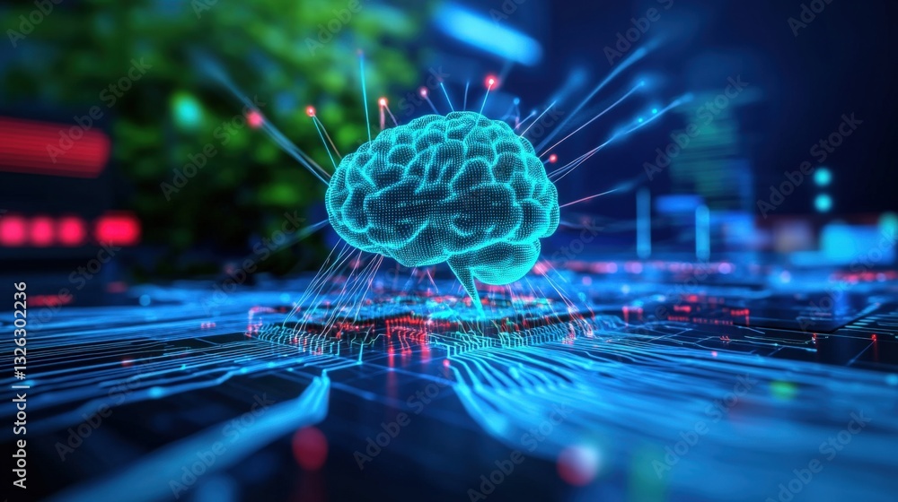 Aufkleber exploring ai innovation the digital brain technology lab 3d visualization futuristic environment clo