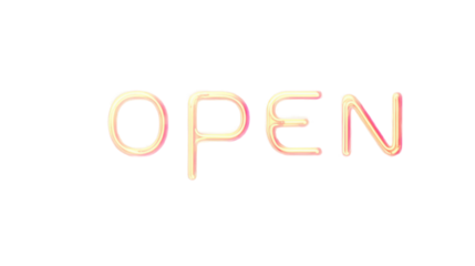 "OPEN"3d render of a discount symbol made of many spheres