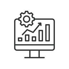 Monitoring, icon in line design. Surveillance, Tracking, Observation, Data analysis, Performance monitoring, System monitoring on white background vector. Monitoring editable stroke icon
