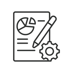 Reporting, icon in line design. Data analysis, Performance report, Business intelligence, Analytics, Financial reporting, Real-time reporting on white background vector. Reporting editable stroke icon