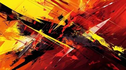 an furious abstract design of sharp red and yellow shapes