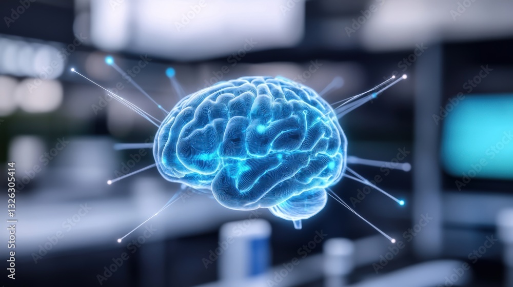 Poster innovative brain technology enhancements digital laboratory 3d visualization high-tech environment c