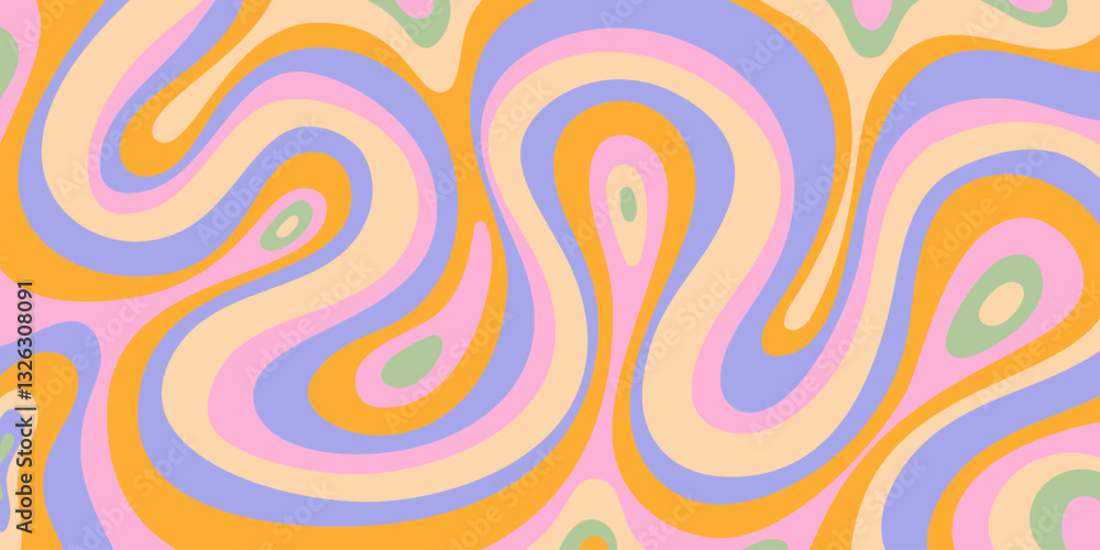 Poster Abstract Geometric Groovy Texture Vector Design. Psychedelic Y2k Background. Trippy Hand-Drawn Art.
