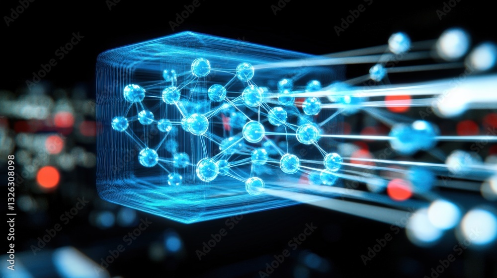 Poster quantum computing breakthrough laboratory digital illustration futuristic environment close-up view 