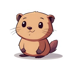 Chibi Cartoon Beaver on white background