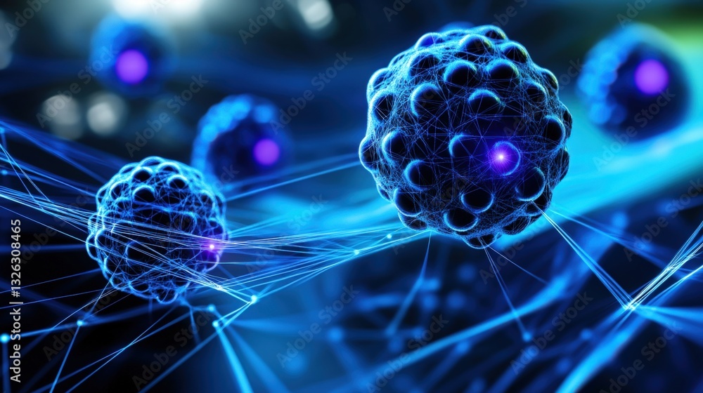 Aufkleber dynamic cellular structures laboratory scientific visualization digital environment close-up view ex
