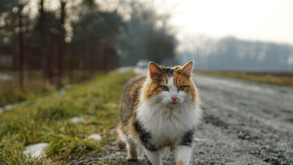 cat walking cute animal in czechia