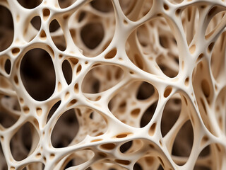 Obraz premium Detailed view of bone structure with cells revealing ordered patterns and dense life force
