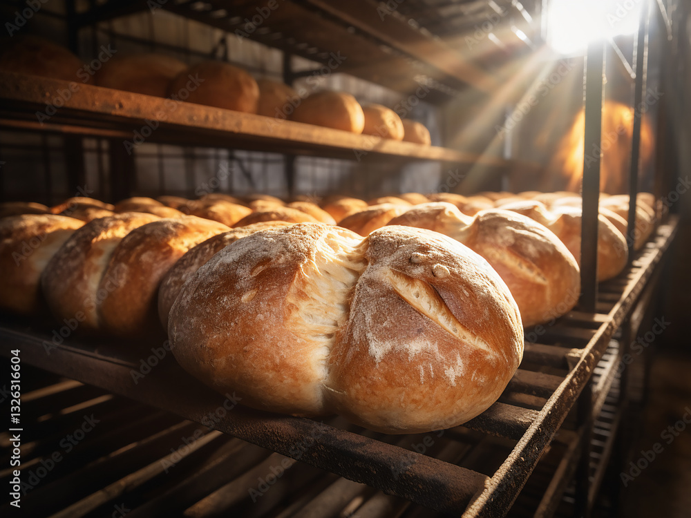 Poster humidity and temperature carefully controlled in the bread proofing room for steady results