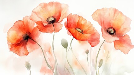 Obraz premium Vibrant watercolor flowers in soft hues capturing the essence of spring and nature's beauty