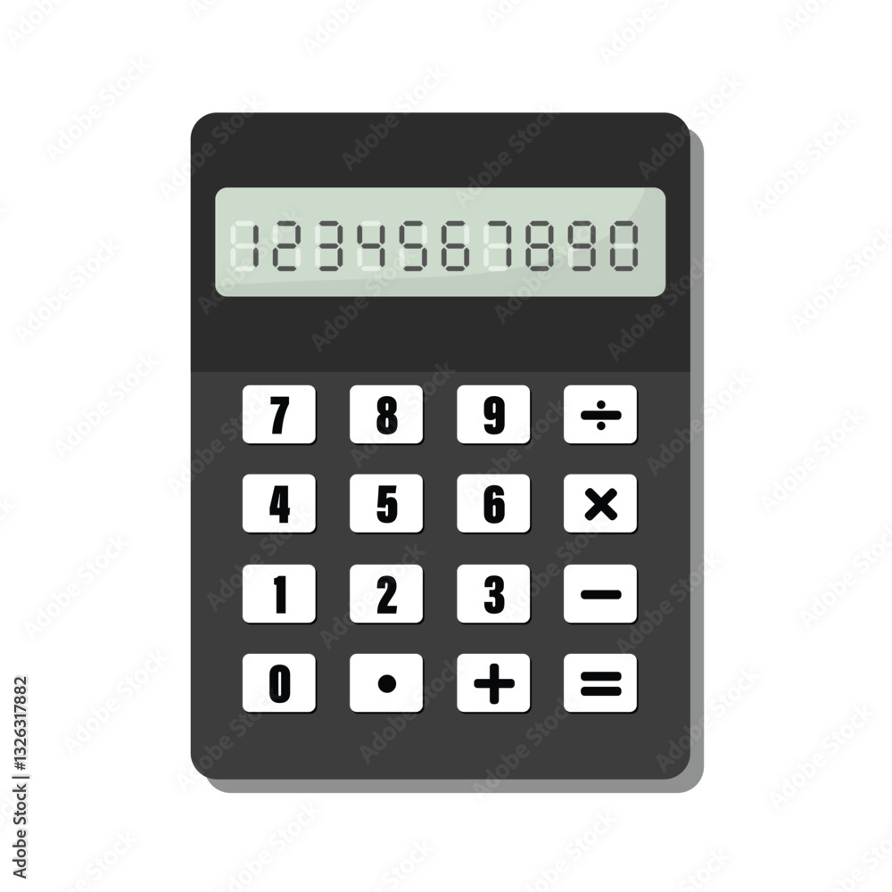 Poster business calculator flat icon.icon of a simple calculator with a set of digits.