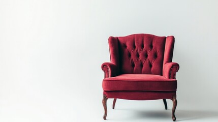 A red chair with a white background
