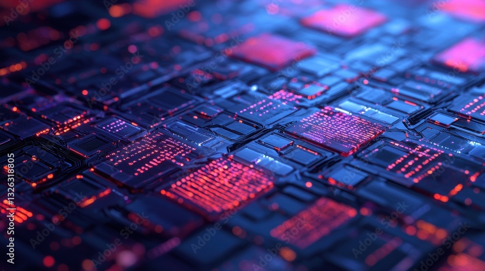 Poster abstract futuristic background of glowing circuit board patterns
