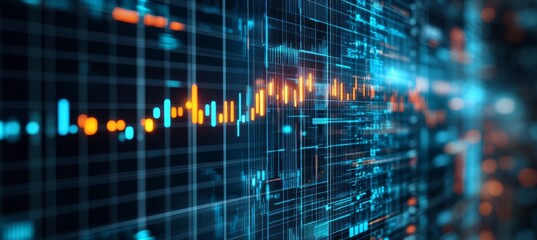 Abstract Gridlines and Charting Software Depicting Information, Internet, or Financial Data