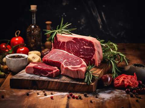 Butcher block clean meats cut precisely with portions controlled and quality maintained
