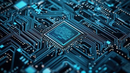 Close-up View of Modern Circuit Board with Intricate Details