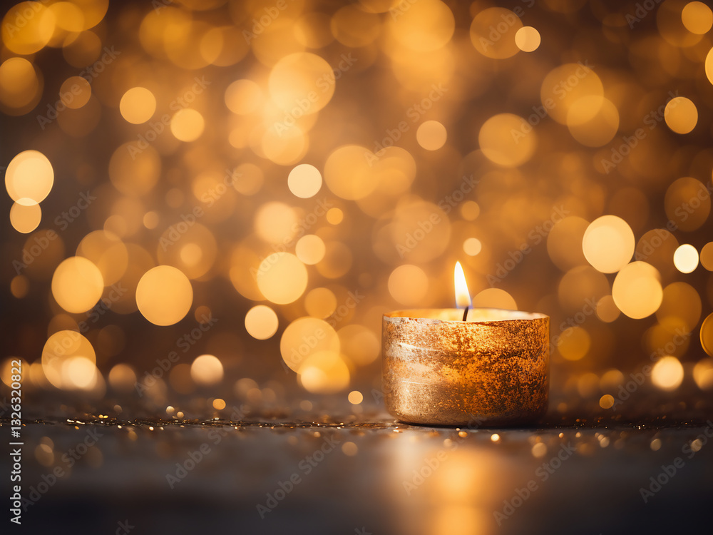 Poster an intimate setting filled with soft golden candlelight bokeh spots creating warmth