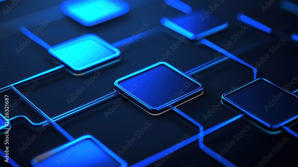 Aufkleber abstract blue technology blocks with modern framework background