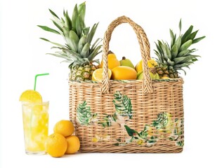 Summer Tropical Fruit Basket with Fresh Juice